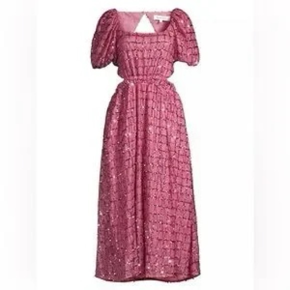 elliatt aubree puff-sleeve sequin midi-dress - Picture 5 of 5